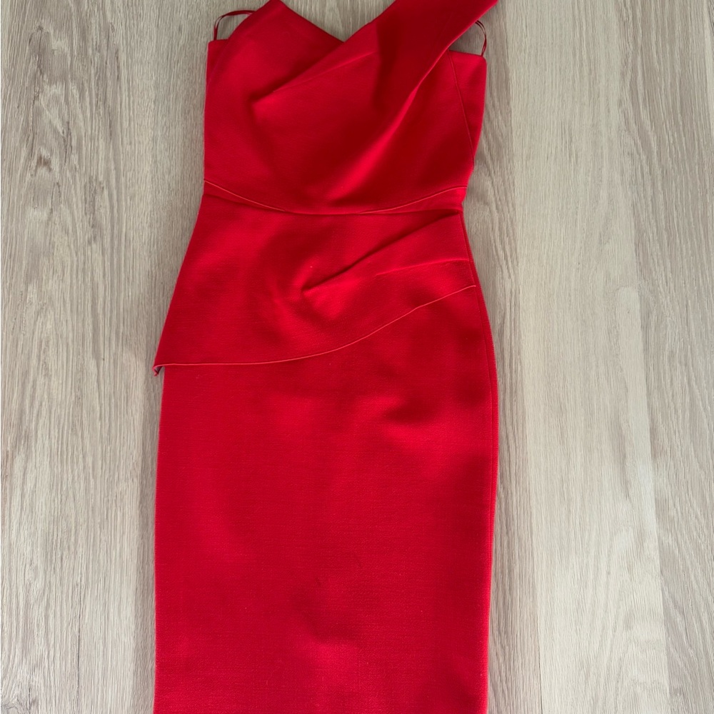 Roland Mouret Red One Shoulder Cocktail Dress